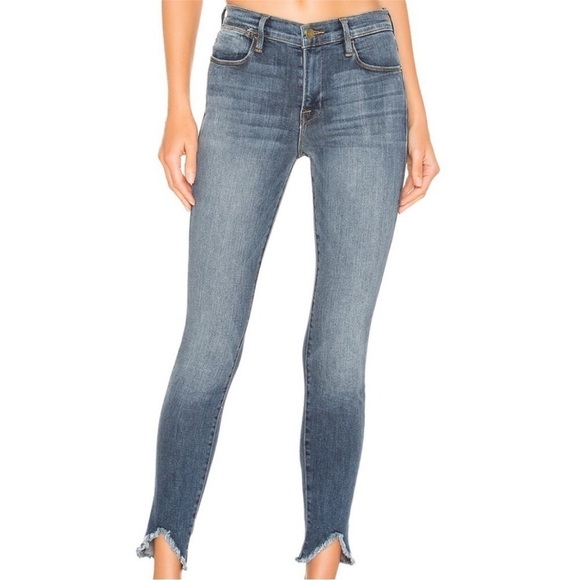 Frame Le High Skinny in Selman Triangle Raw Frayed Jeans - Picture 9 of 9